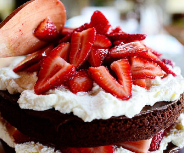 Brownie Relleno de Frutillas